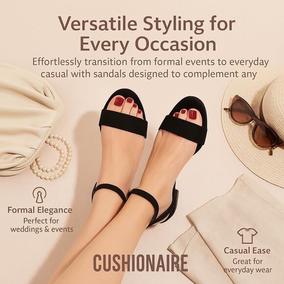 Women's Vegan Suede Low Block Heel Sandals Wide Widths Open Toe Buckle - Picture 6 of 9